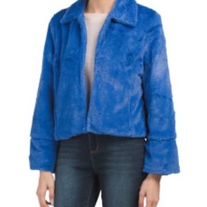 NWT Paper Heart Cobalt Blue Faux Fur Jacket